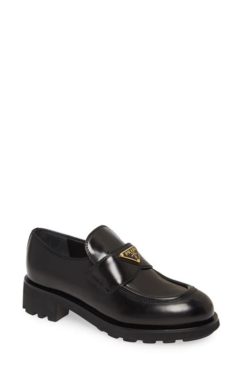 ladies prada loafers|Prada heeled loafer.